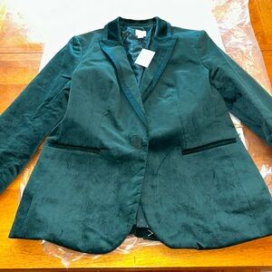 NWT JCREW Old Forest Green One Button Piped Blazer